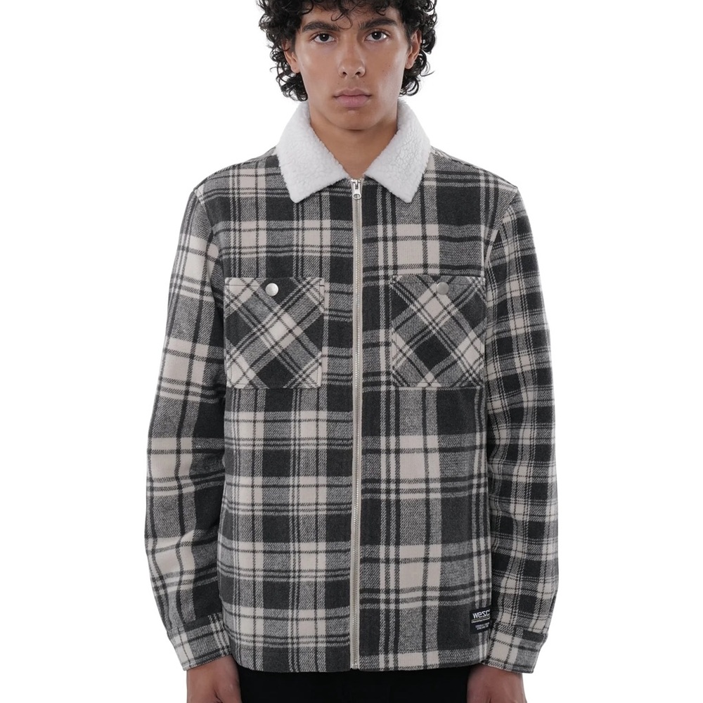 WESC Men's‎ Liam Mixed Plaid Mens Sherpa Jacket NWT Size L Womens XL